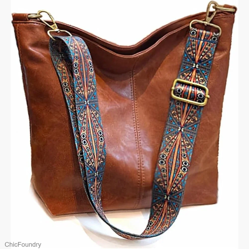 Vegan Leather Crossbody Hobo Bag with Zipper, Large Capacity Shoulder Purse